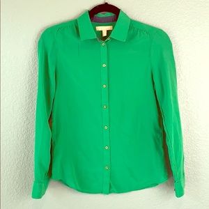 100% Silk Banana Republic Emerald Green blouse top